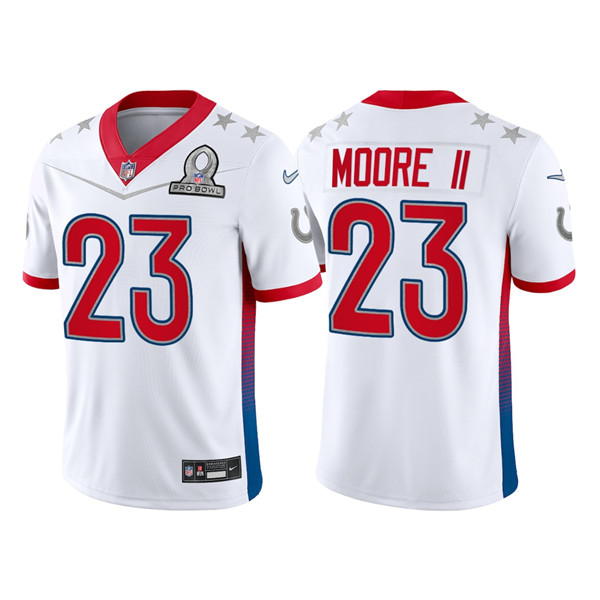 Men's White Indianapolis Colts #23 Kenny Moore II 2022 Pro Bowl Stitched Jersey